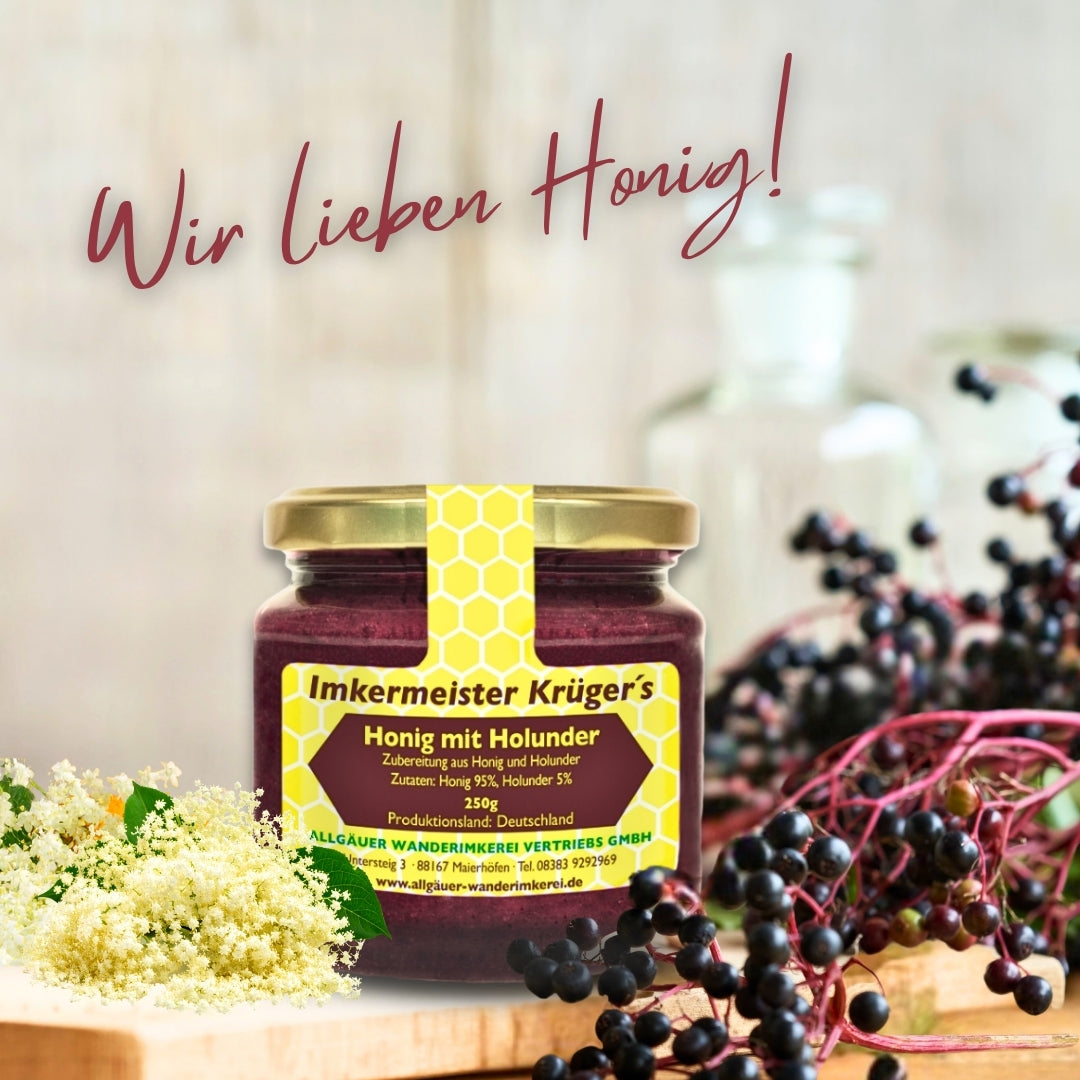 Honig mit Holunder 250g aus Deutschland von der Allgäuer Wanderimkerei