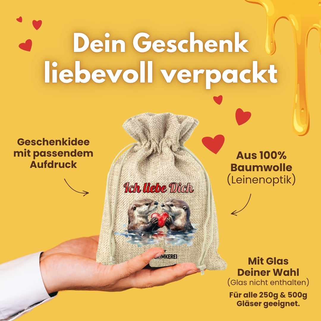Geschenksäckchen mit „Ich liebe Dich“ von der Allgäuer Wanderimkerei