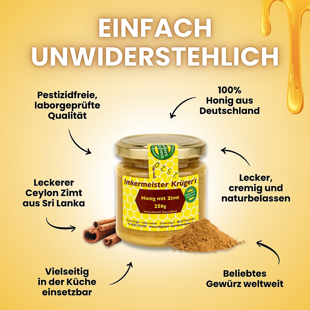 Honig mit Zimt 250g aus Deutschland, Allgäuer Wanderimkerei