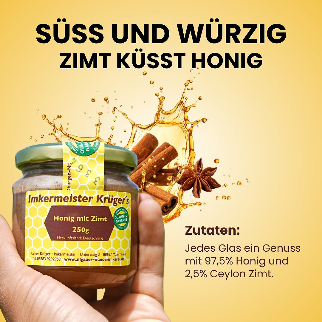Honig mit Zimt 250g aus Deutschland, Allgäuer Wanderimkerei