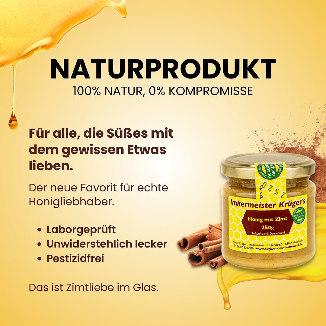 Honig mit Zimt 250g aus Deutschland, Allgäuer Wanderimkerei