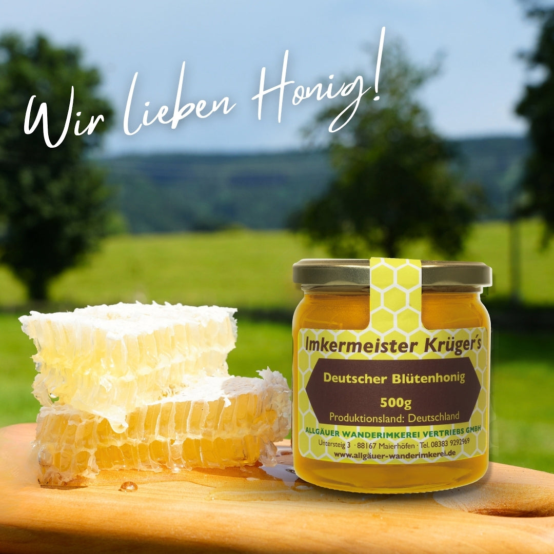 Deutscher Blütenhonig (500g) von der Allgäuer Wanderimkerei