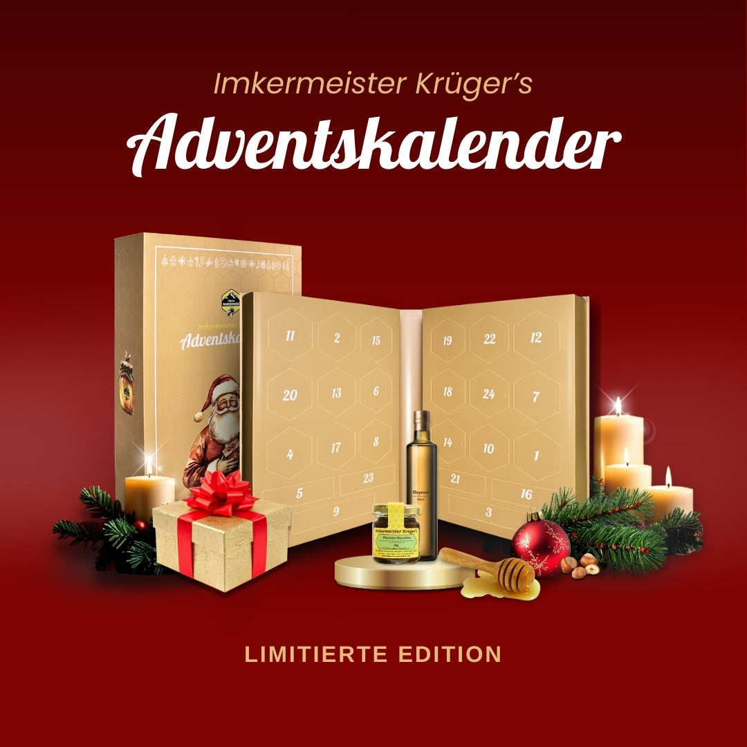 Imkermeister Krüger's Adventskalender 2025 mit natürlichen Honigprodukten, Allgäuer Wanderimkerei
