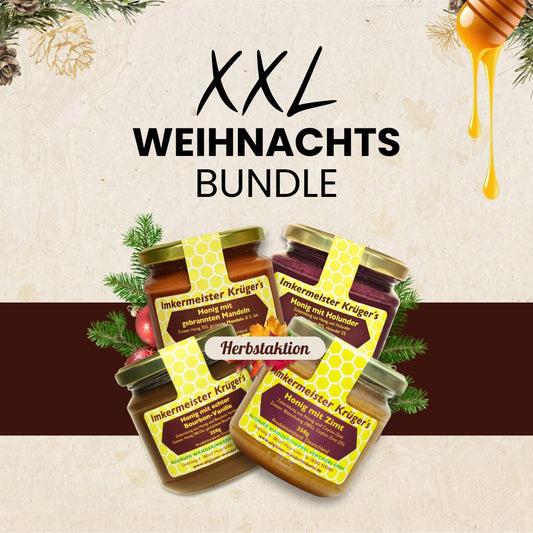 XXL-Weihnachts-Bundle mit ausgewählten Honigen für nur 26€ statt 32€ während der Herbstaktion von der Allgäuer Wanderimkerei