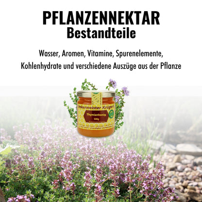 Seltener Thymianhonig im 500g-Glas von der Allgäuer Wanderimkerei, roher Honig aus Spanien