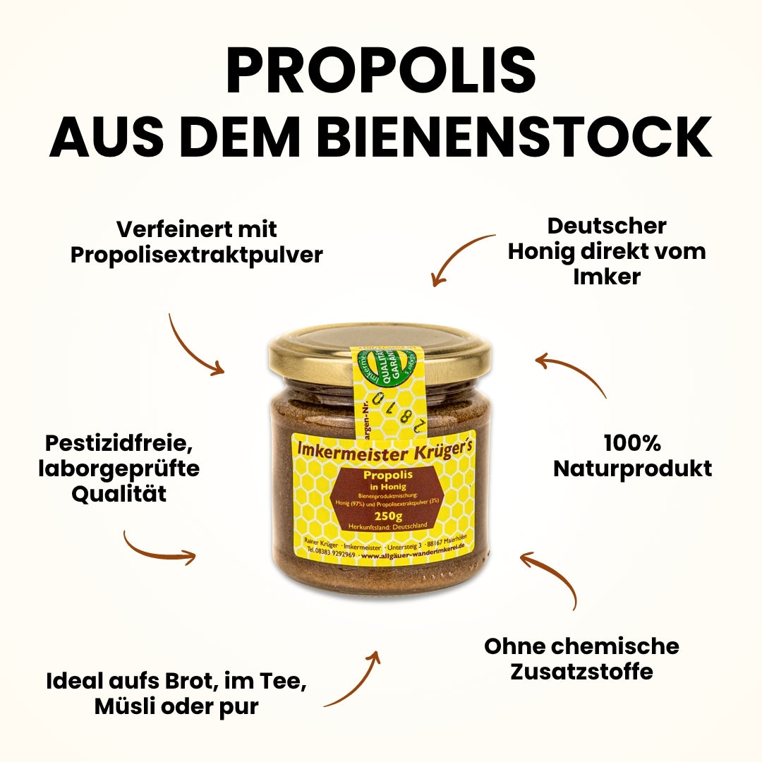Propolis im Honig 250g aus Deutschland von der Allgäuer Wanderimkerei