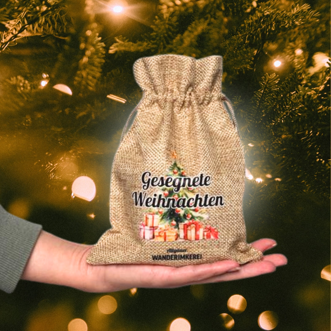 Honig mit Zimt 250g im Geschenksäckchen Gesegnete Weihnachten von der Allgäuer Wanderimkerei