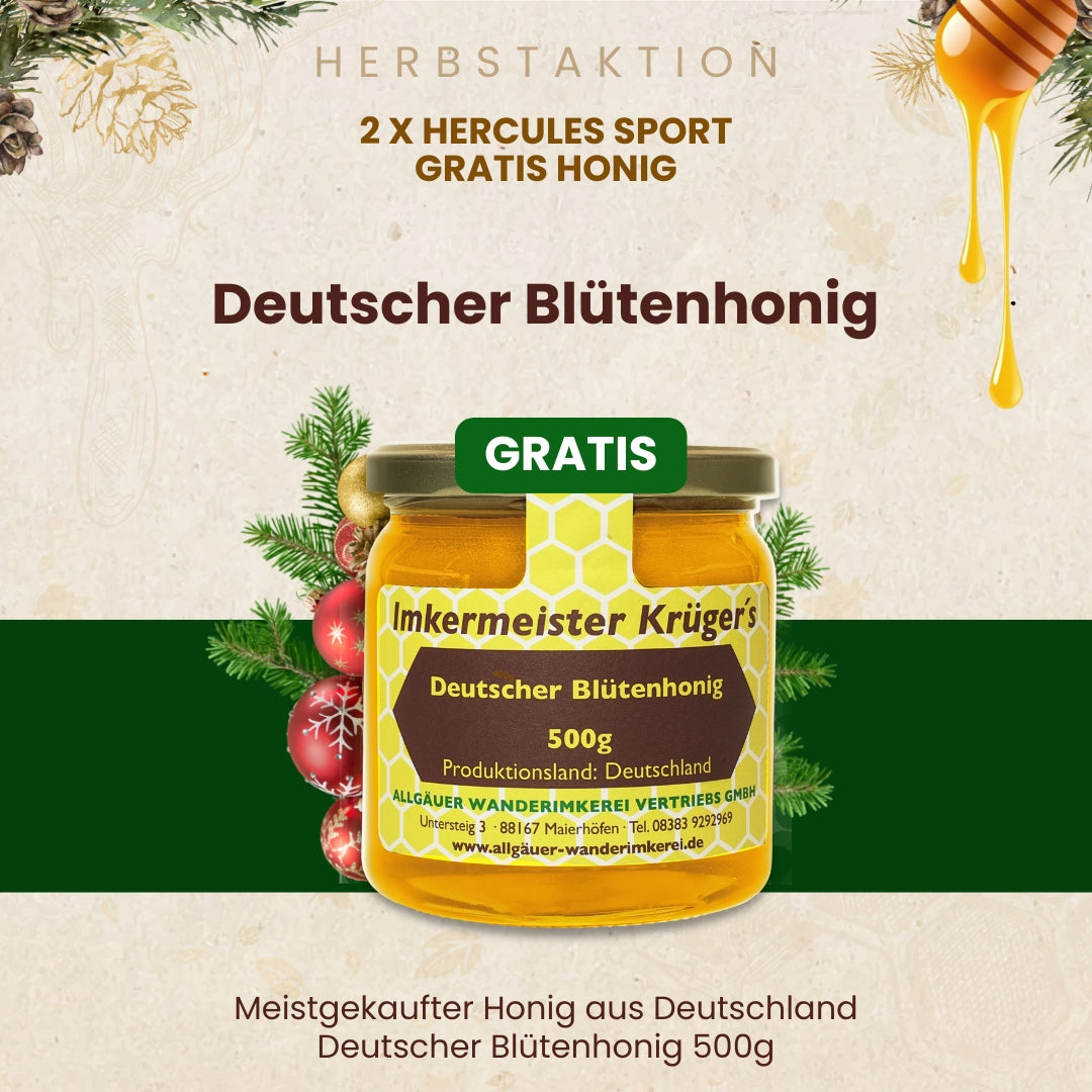 Herbstaktion: 2 x Hercules Sport + Gratis Honig für 80€ statt 98€, nur für kurze Zeit, von der Allgäuer Wanderimkerei