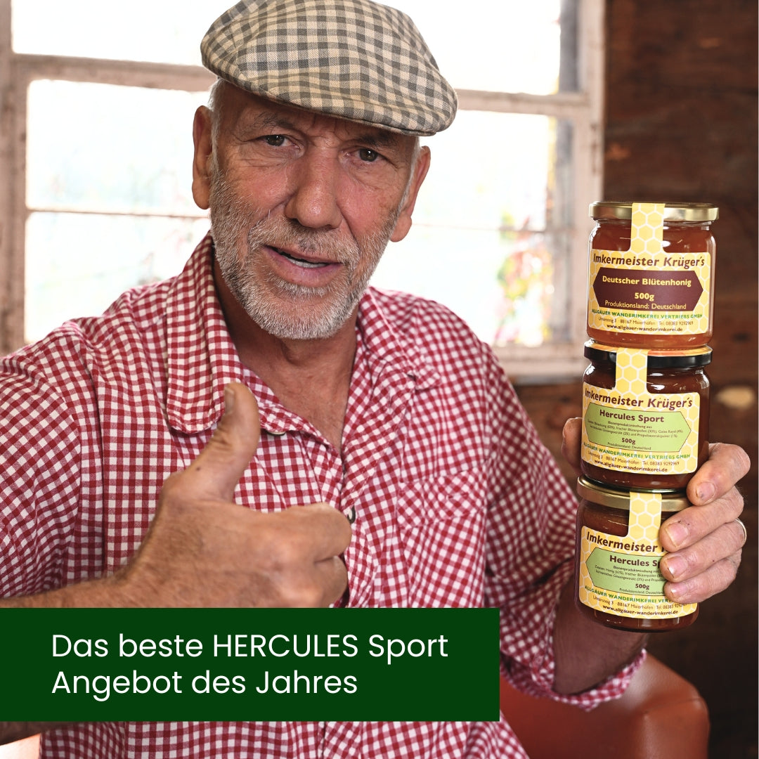 Herbstaktion: 2 x Hercules Sport + Gratis Honig für 80€ statt 98€, nur für kurze Zeit, von der Allgäuer Wanderimkerei