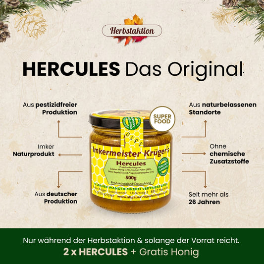 Herbstaktion: 2 x Hercules + Gratis Honig für 60€ statt 78€, nur für kurze Zeit, von der Allgäuer Wanderimkerei