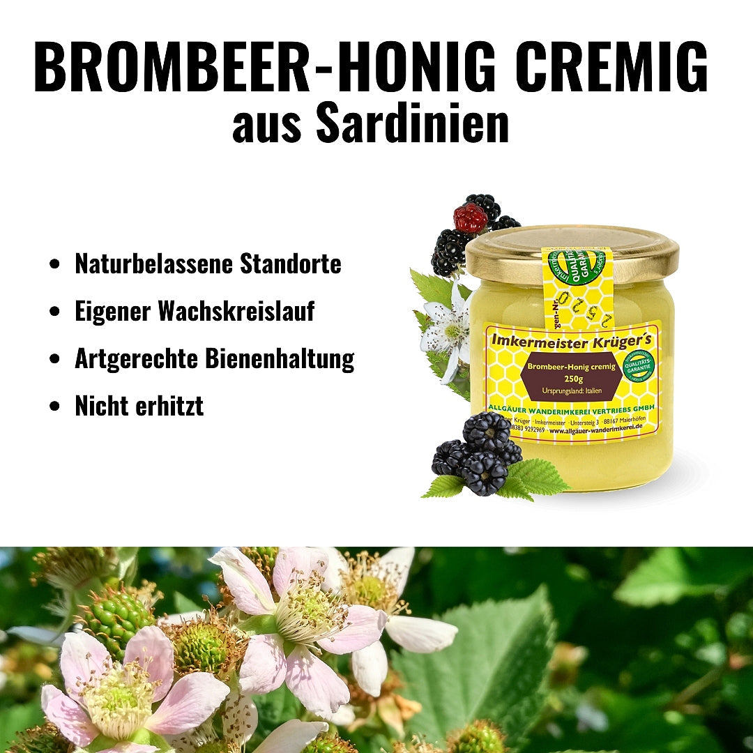 Brombeer-Honig cremig 250g aus Sardinien von der Allgäuer Wanderimkerei