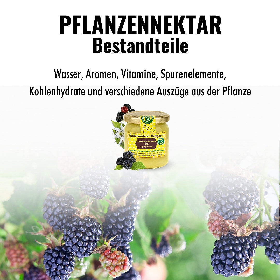 Brombeer-Honig von der Allgäuer Wanderimkerei: Bestandteil Pflanzennektar