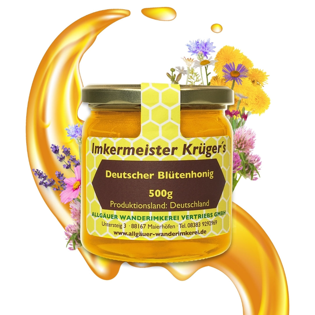Deutscher Blütenhonig (500g) von der Allgäuer Wanderimkerei