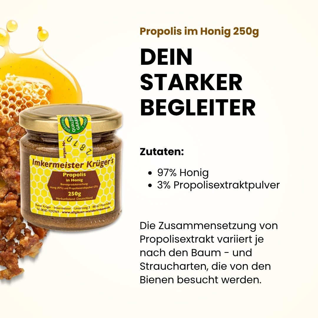 Propolis im Honig 250g aus Deutschland von der Allgäuer Wanderimkerei