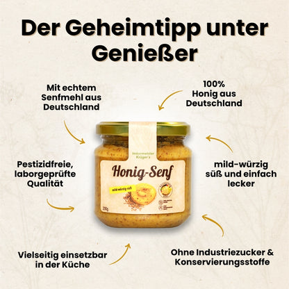 Honig-Senf 200g, mild-würzig-süß ohne Industriezucker und Konservierungsstoffe von der Allgäuer Wanderimkerei