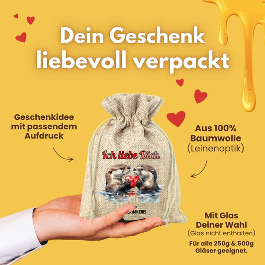 Geschenksäckchen mit „Ich liebe Dich“ von der Allgäuer Wanderimkerei