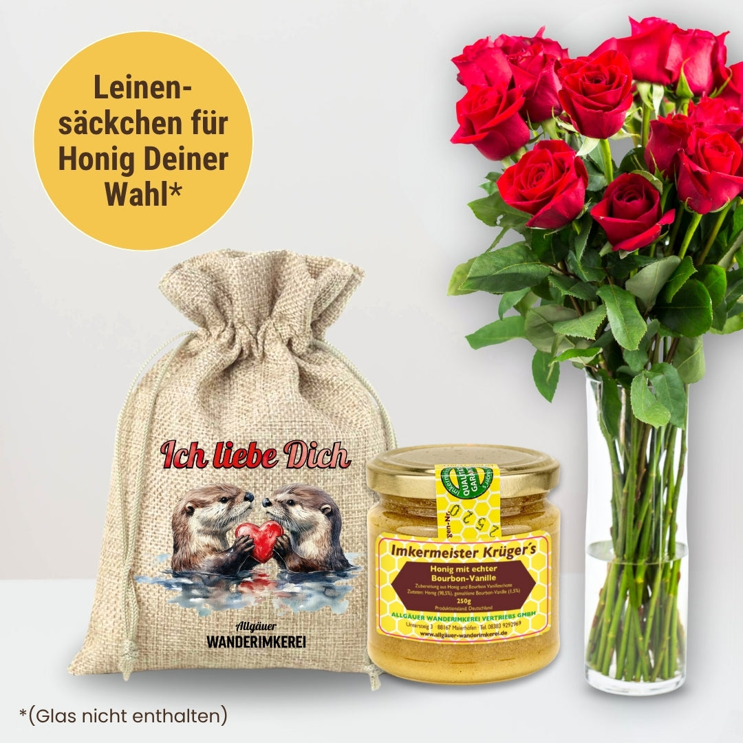 Geschenksäckchen mit „Ich liebe Dich“ von der Allgäuer Wanderimkerei