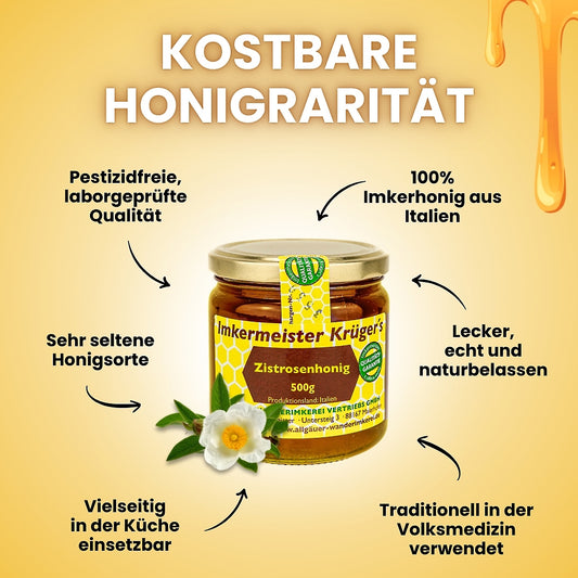 Seltener Zistrosenhonig 500g aus Italien von der Allgäuer Wanderimkerei