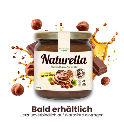 Naturella Nuss-Schoko-Aufstrich mit Imkerhonig gesüßt & echter Bourbon-Vanille verfeinert, 400g, Ohne Palmöl und ohne Industriezucker, Allgäuer Wanderimkerei