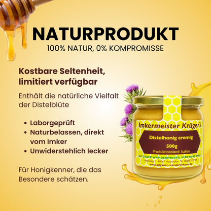 Seltener Distelhonig cremig (500g) aus Italien von der Allgäuer Wanderimkerei