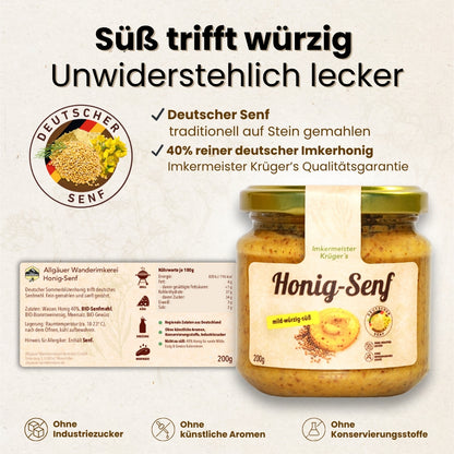 Honig-Senf 200g, mild-würzig-süß ohne Industriezucker und Konservierungsstoffe von der Allgäuer Wanderimkerei
