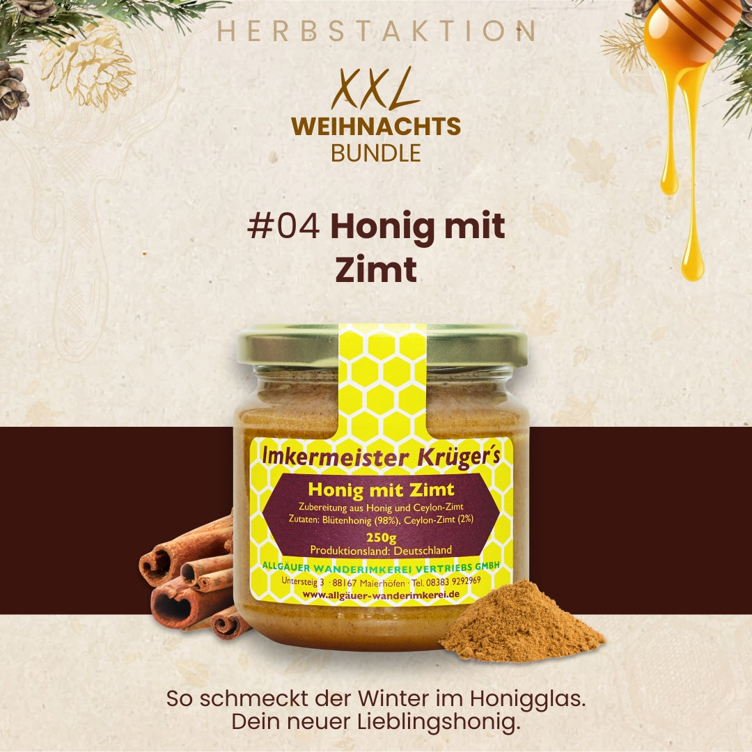 XXL-Weihnachts-Bundle mit ausgewählten Honigen für nur 26€ statt 32€ während der Herbstaktion von der Allgäuer Wanderimkerei