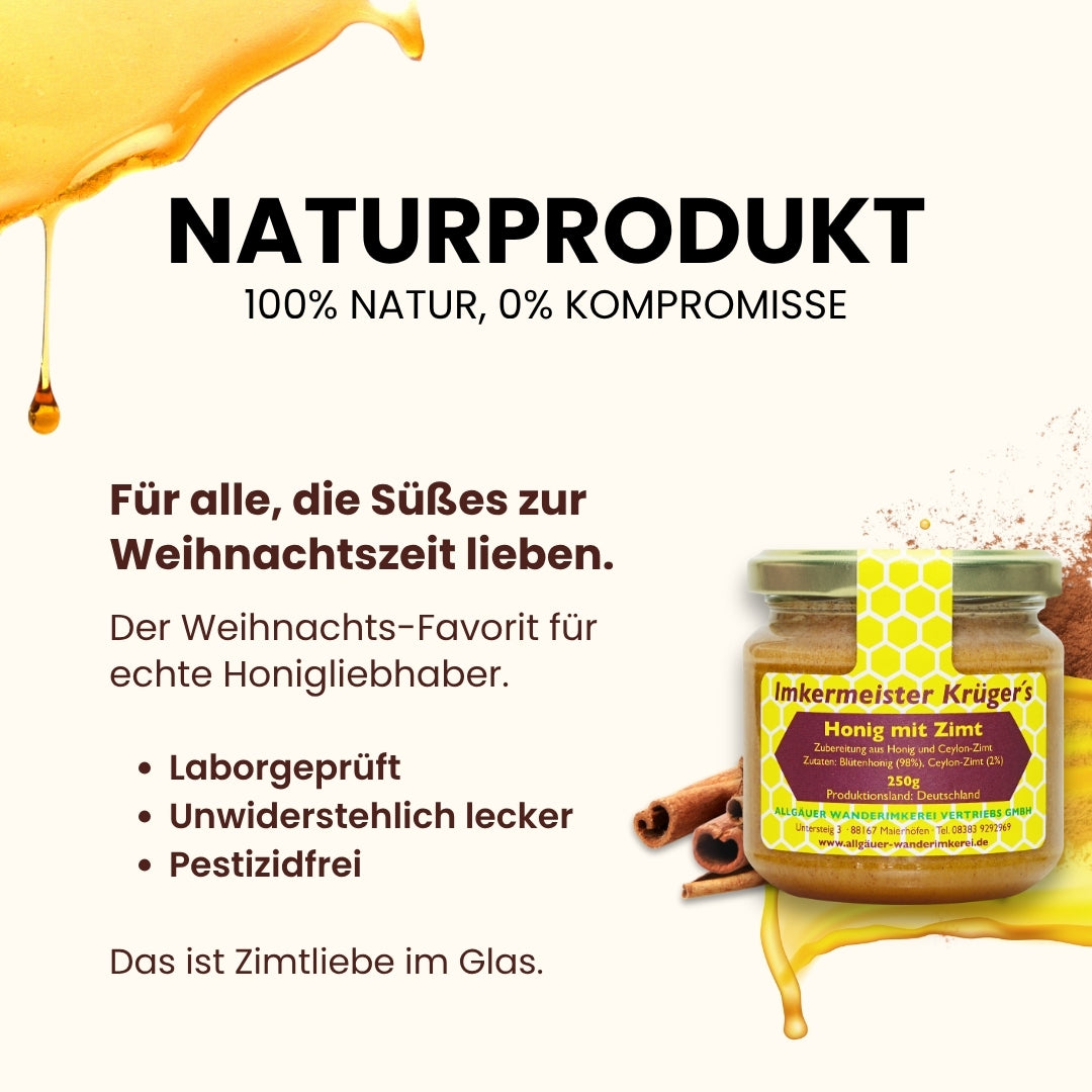 Honig mit Zimt 250g aus Deutschland, Allgäuer Wanderimkerei