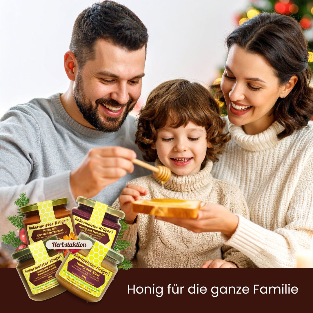 XXL-Weihnachts-Bundle mit ausgewählten Honigen für nur 26€ statt 32€ während der Herbstaktion von der Allgäuer Wanderimkerei