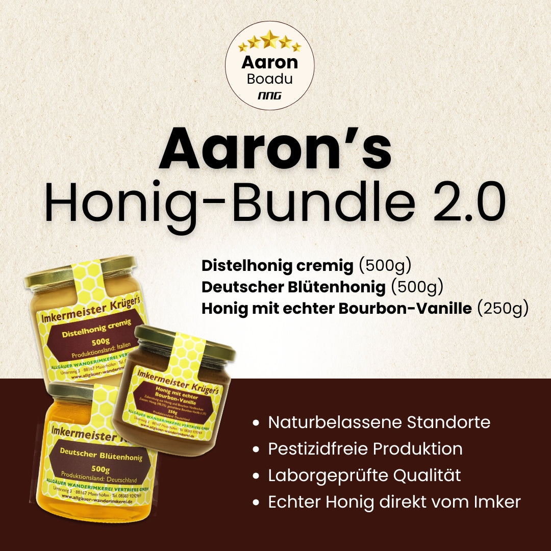 Aarons Honig-Bundle 2.0 von der Allgäuer Wanderimkerei