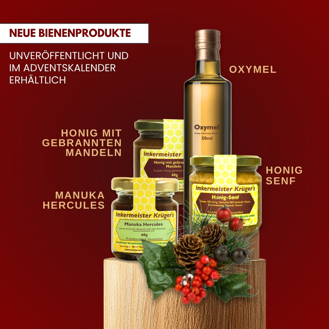 Imkermeister Krüger's Adventskalender 2025 mit natürlichen Honigprodukten, Allgäuer Wanderimkerei