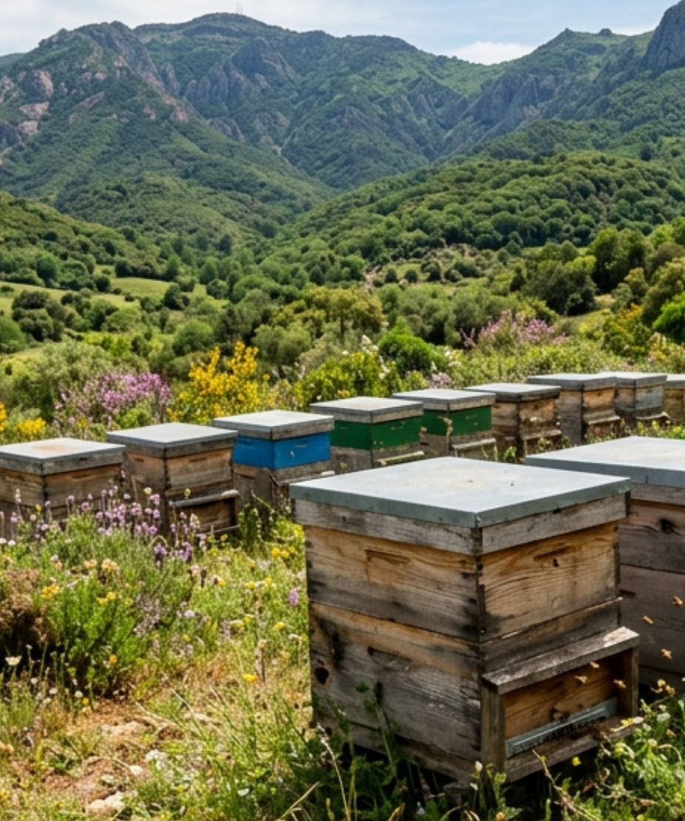 Sardinien mit Bienenkästen vond er Allgäuer Wanderimkerei, Headerbild mobil02