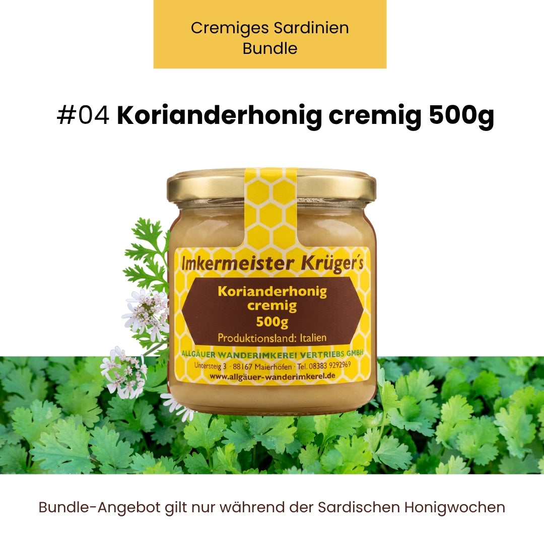 Cremiges Sardinien-Bundle mit Natternkopfhonig cremig 250g, Korianderhonig cremig 500g, Distelhonig cremig 500g und GRATIS Honig mit echter Bourbon-Vanille 250g von der Allgäuer Wanderimkerei, nur für kurze Zeit_06
