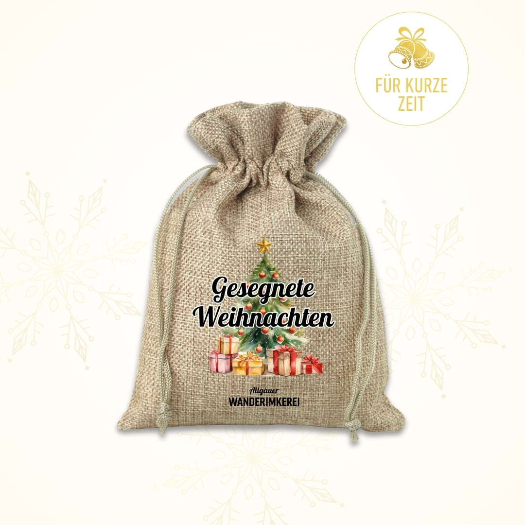 Geschenksäckchen mit „Gesegnete Weihnachten“ von der Allgäuer Wanderimkerei