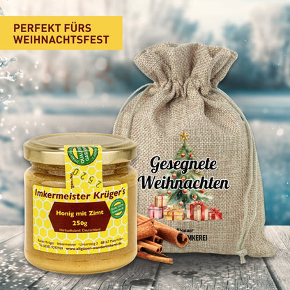 Geschenksäckchen mit „Gesegnete Weihnachten“ von der Allgäuer Wanderimkerei