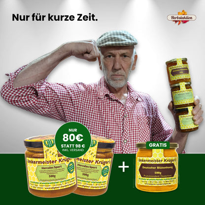Herbstaktion: 2 x Hercules Sport + Gratis Honig für 80€ statt 98€, nur für kurze Zeit, von der Allgäuer Wanderimkerei