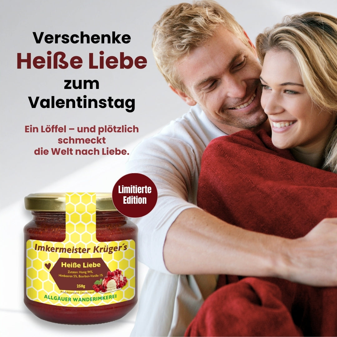 Heiße Liebe Honig mit Himbeeren und Bourbon-Vanille direkt vom Imker, 250g, Allgäuer Wanderimkerei