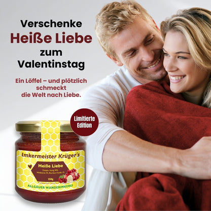 Heiße Liebe Honig mit Himbeeren und Bourbon-Vanille direkt vom Imker, 250g, Allgäuer Wanderimkerei