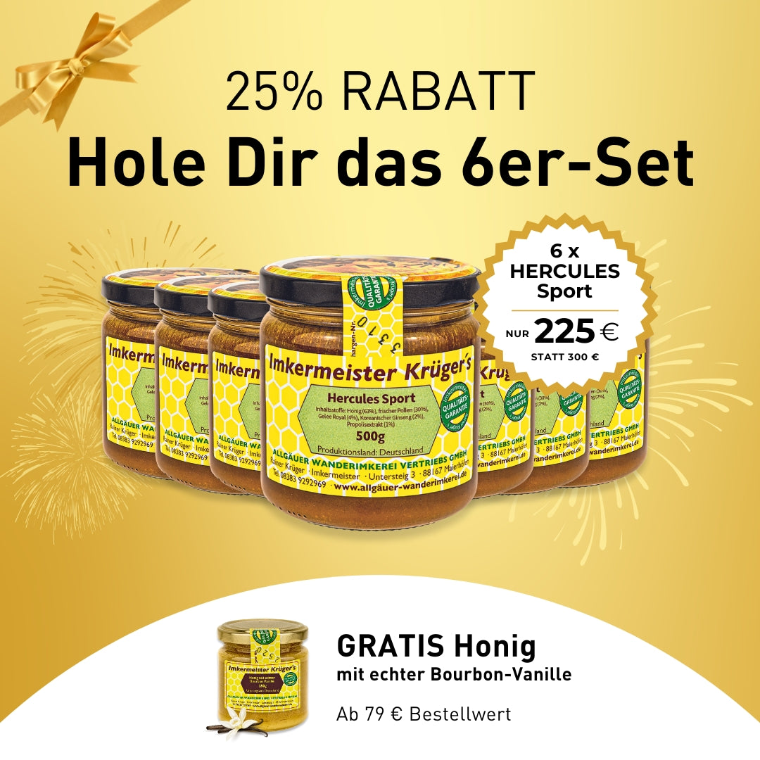Geburtstag-Angebot 6 x HERCULES Sport für nur 80€ statt 100€ von der Allgäuer Wanderimkerei