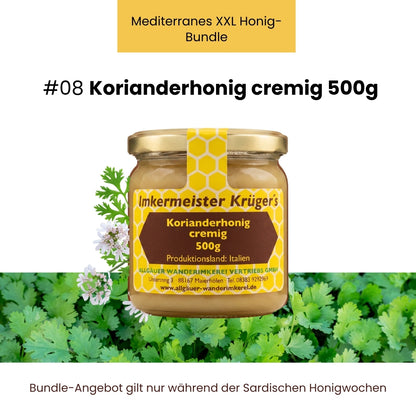 Mediterranes XXL Honig-Bundle mit Mediterraner Macchiahonig 500g, Distelhonig cremig 500g, Zistrosenhonig 500g, Frühjahrsblütenhonig 500g, Eukalyptushonig 500g, Baumheidehonig 500g, Natternkopfhonig cremig 250g,  Korianderhonig cremig 500g und GRATIS HERCULES Sport 250g von der Allgäuer Wanderimkerei, nur für kurze Zeit_10