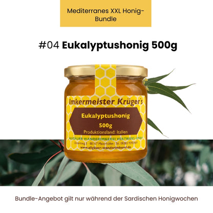 Mediterranes XXL Honig-Bundle mit Mediterraner Macchiahonig 500g, Distelhonig cremig 500g, Zistrosenhonig 500g, Frühjahrsblütenhonig 500g, Eukalyptushonig 500g, Baumheidehonig 500g, Natternkopfhonig cremig 250g,  Korianderhonig cremig 500g und GRATIS HERCULES Sport 250g von der Allgäuer Wanderimkerei, nur für kurze Zeit_06