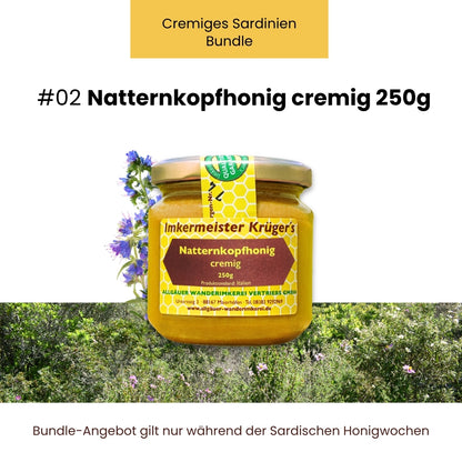 Cremiges Sardinien-Bundle mit Natternkopfhonig cremig 250g, Korianderhonig cremig 500g, Distelhonig cremig 500g und GRATIS Honig mit echter Bourbon-Vanille 250g von der Allgäuer Wanderimkerei, nur für kurze Zeit_04