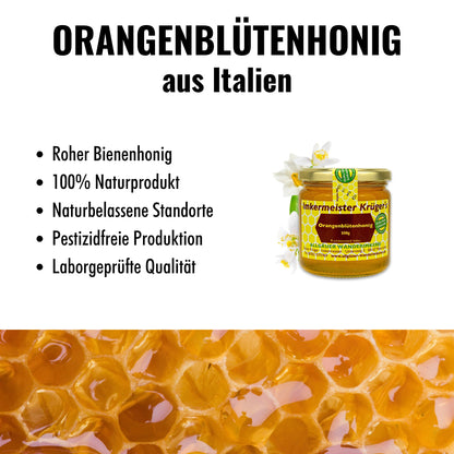 Orangenblütenhonig (500g) aus Italien von der Allgäuer Wanderimkerei, 100% Naturprodukt