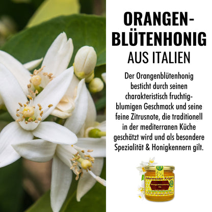 Orangenblütenhonig (500g) aus Italien von der Allgäuer Wanderimkerei, fruchtig-blumiger Geschmack