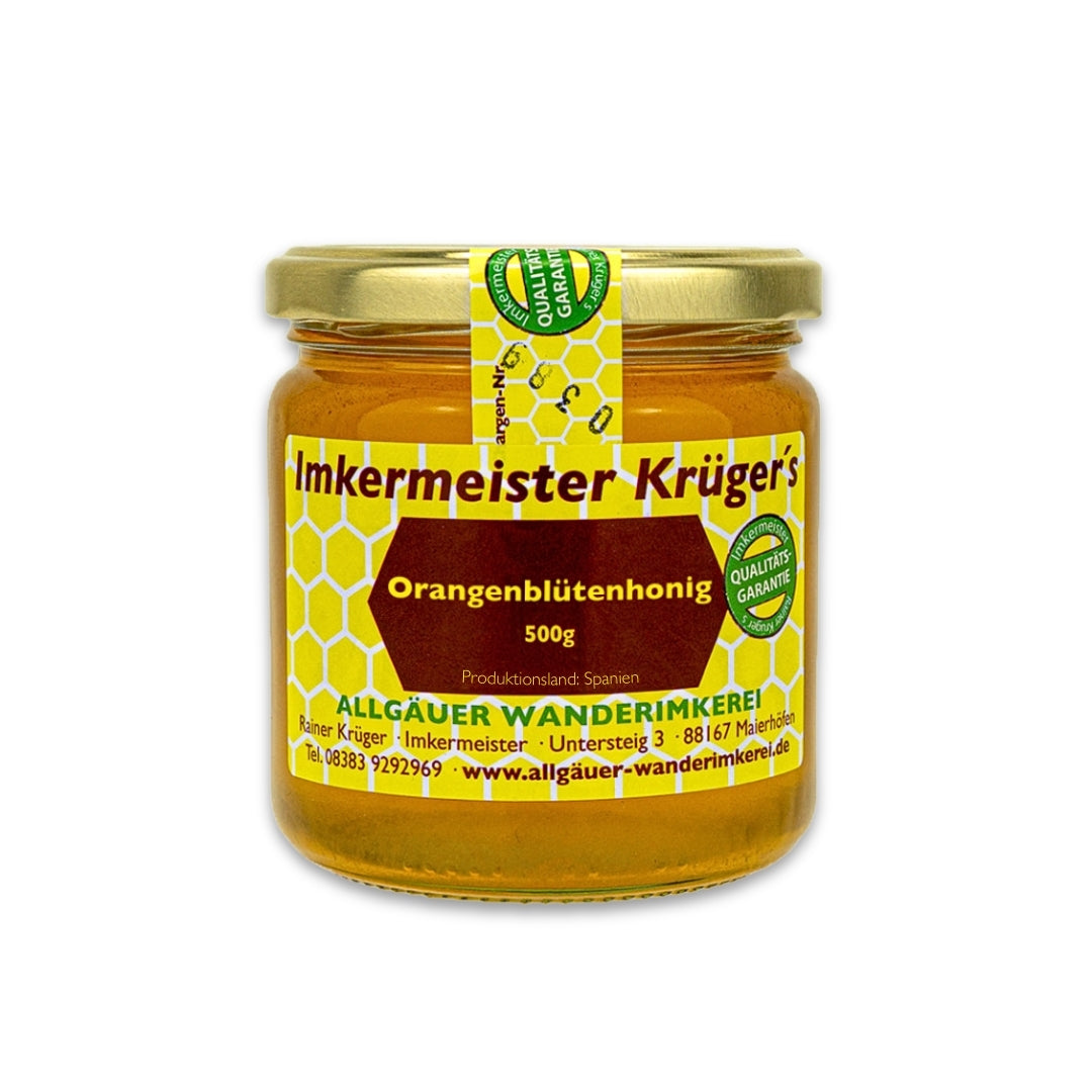 Naturbelassener Orangenblütenhonig (500g) direkt vom Imker, aus Spanien von der Allgäuer Wanderimkerei