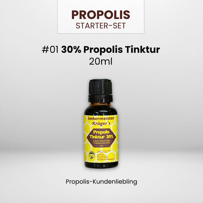Propolis Starter-Set: 30% Propolis Tinktur 20ml, Propolis Spray alkoholfrei 20ml und Propolis in Honig 250g in einem Einsteiger-Set, direkt vom Imker, von der Allgäuer Wanderimkerei