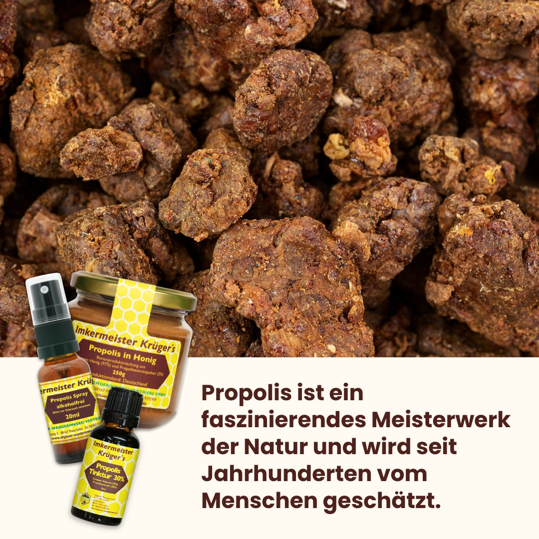 Propolis Starter-Set: 30% Propolis Tinktur 20ml, Propolis Spray alkoholfrei 20ml und Propolis in Honig 250g in einem Einsteiger-Set, direkt vom Imker, von der Allgäuer Wanderimkerei
