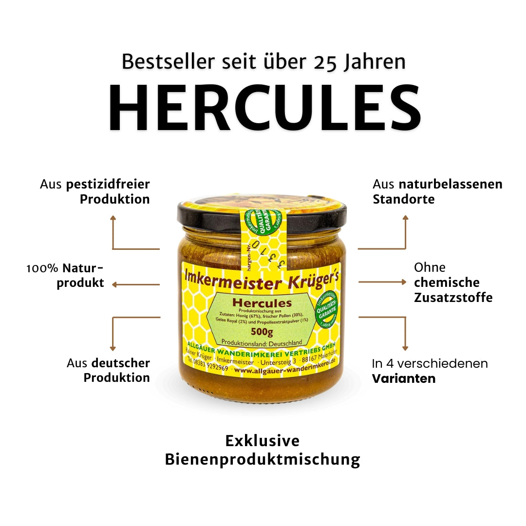 Bienenproduktmischung HERCULES 500g, der Bestseller von der Allgäuer Wanderimkerei seit über 25 Jahren