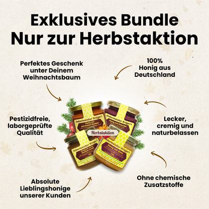 XXL-Weihnachts-Bundle mit ausgewählten Honigen für nur 26€ statt 32€ während der Herbstaktion von der Allgäuer Wanderimkerei