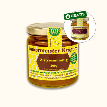 Für kurze Zeit: Gratis Distelhonig 60g beim Kauf vom Zistrosenhonig 500g von der Allgäuer Wanderimkerei