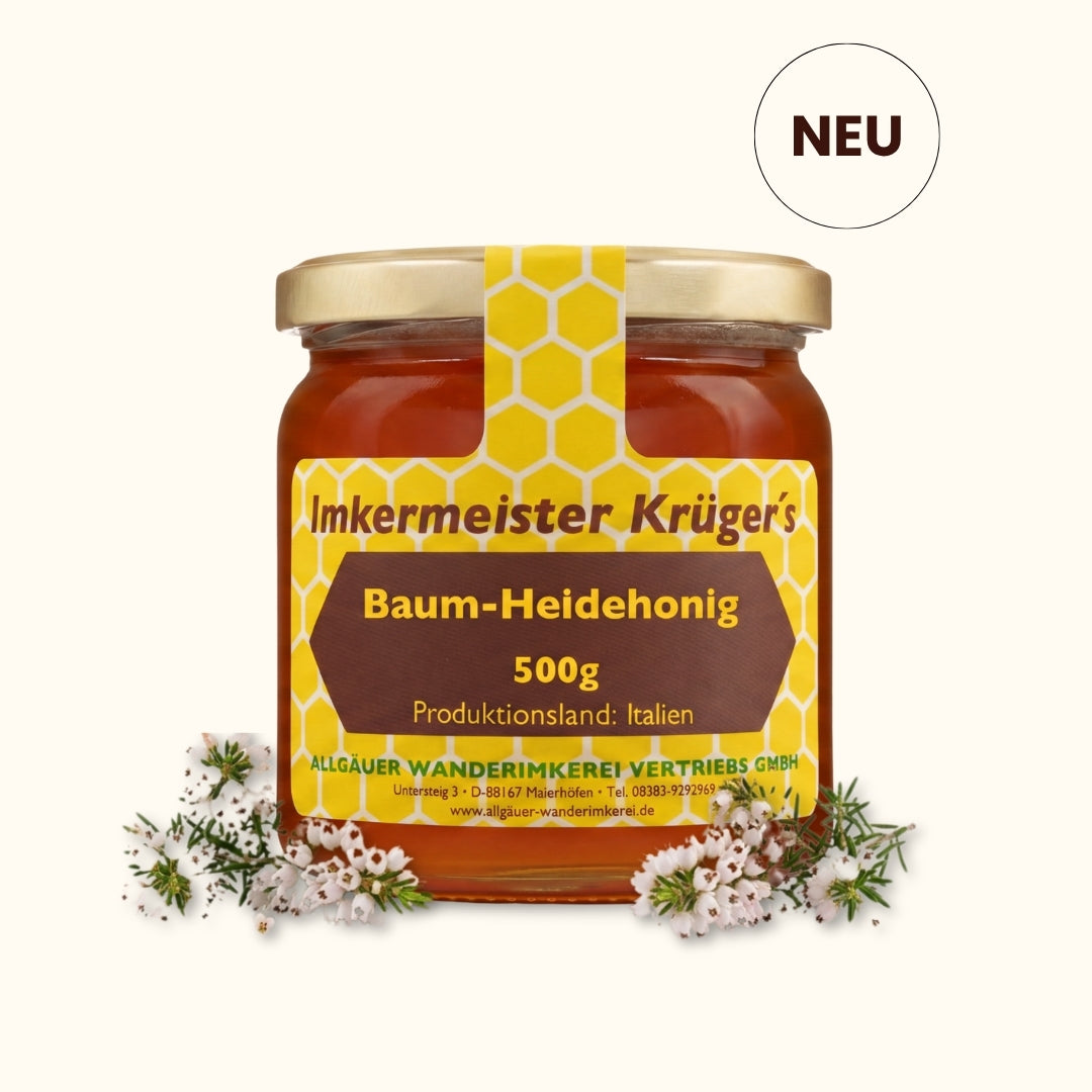 Seltener Baumheide-Honig 500g aus Italien, aus naturbelassenen Standorten, Laborgeprüft und direkt vom Imker, Allgäuer Wanderimkerei